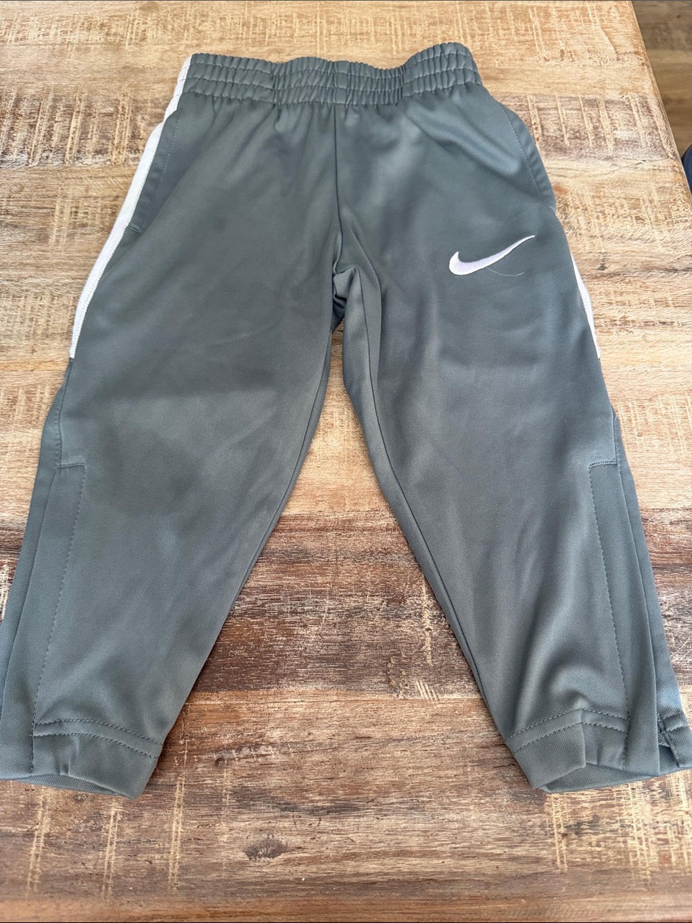 Nike Kids Olive Gray Jogger Pants with White Swoosh